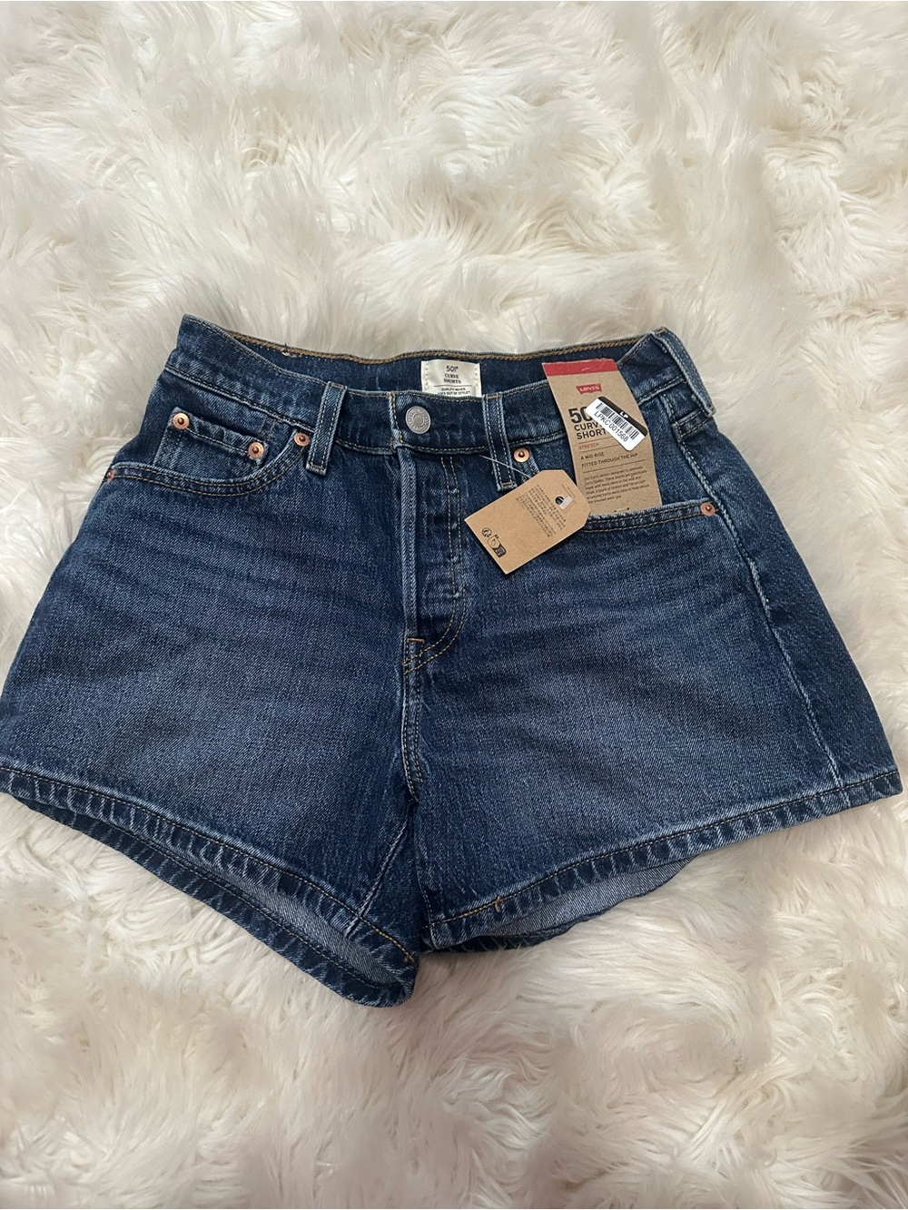 Levi's 501 Dark Blue mid-Rise stretch Jean Shorts